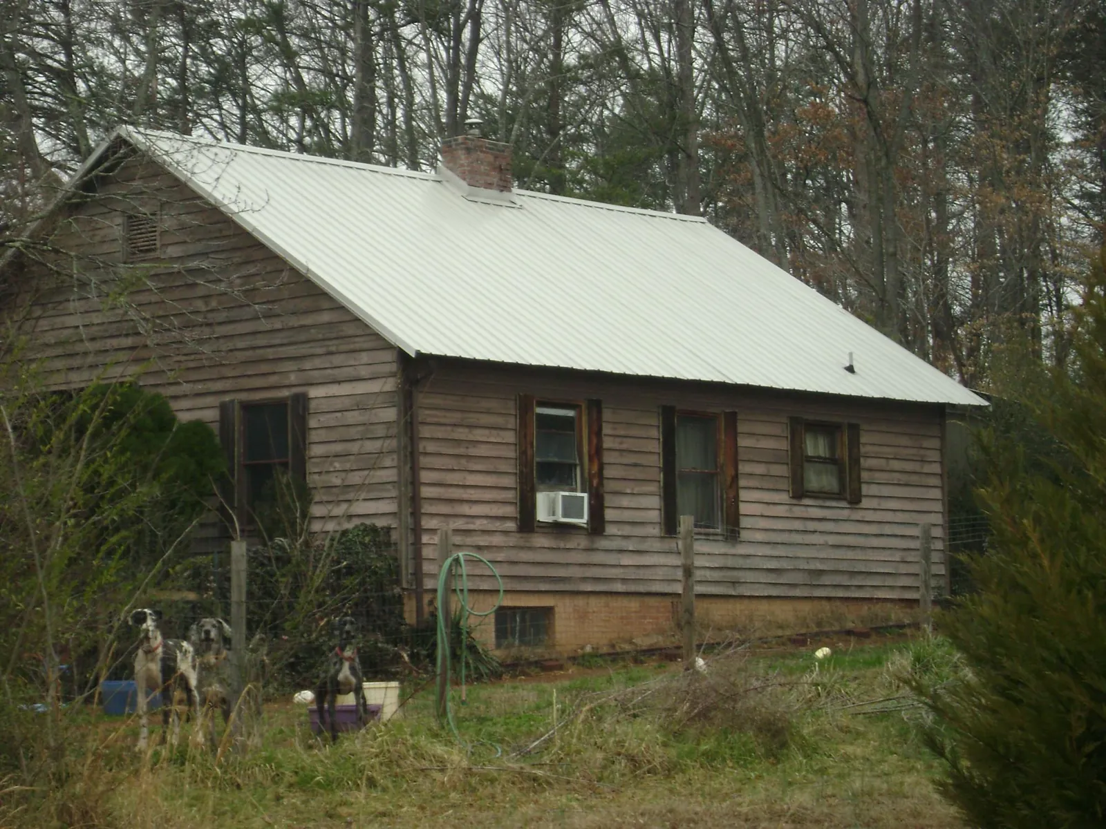 White metal roof on an old wood sided farmhouse, from a Metal Roof Installation job in Mayslick